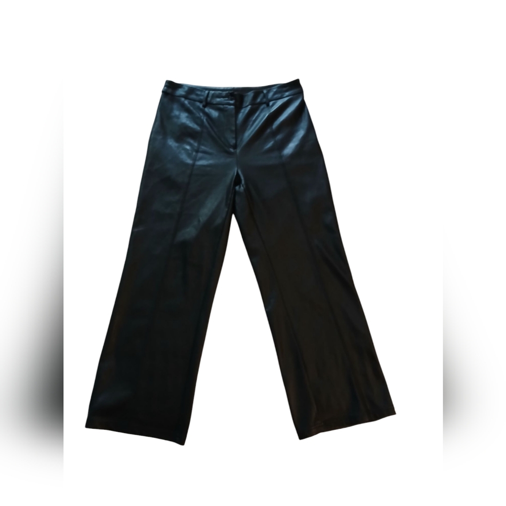 7 For All Mankind Fall Black Leather Cropped Rocker Punk Indie Grunge Pants-S/M - Picture 5 of 14